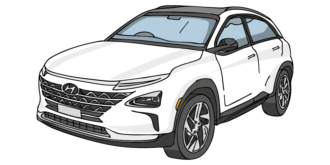 Illustration of a Hyundai NEXO fuel cell SUV
