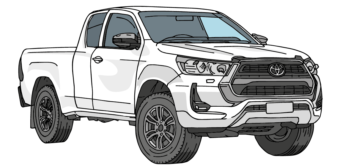 Illustration of a Toyota Hilux fuel cell electric vehicle